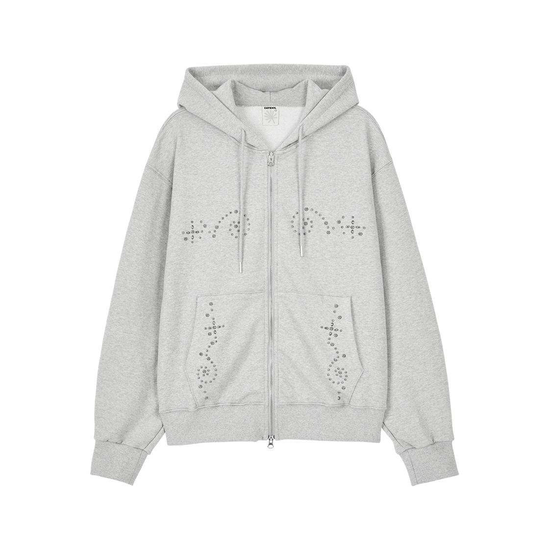 DD25FLOT-003 DANDEL Wing Studded Hoodie Zip-Up Grey