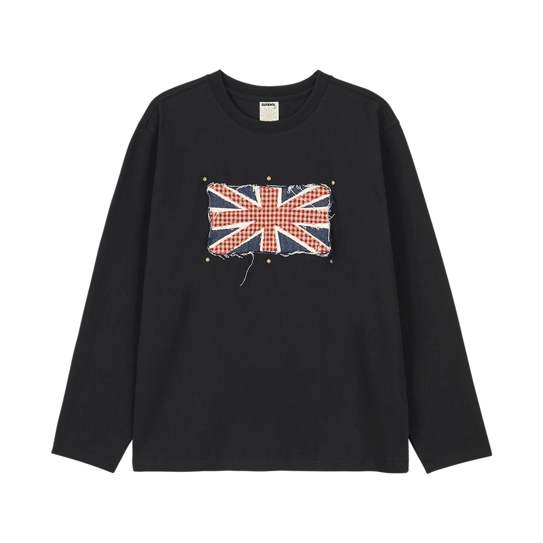 DD25FLTS-005 DANDEL Union Jack Applique Long Sleeve Black
