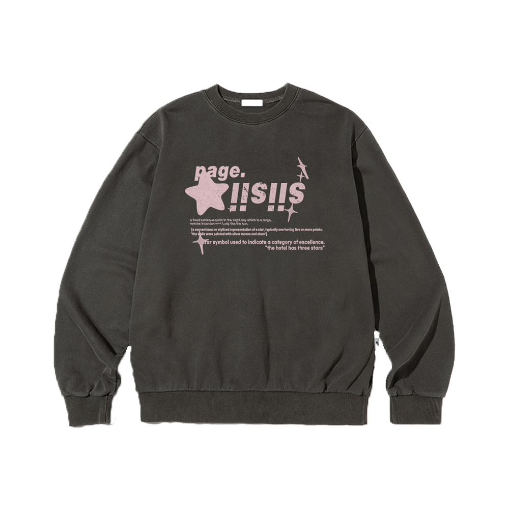 페이지시시 라이트핑크 크롬 시시 스타즈 프린트 피그먼트 맨투맨 차콜(pagesiisii Light Pink Chrome Siisii Stars Print Pigment Sweatshirts Charcoal) - 1