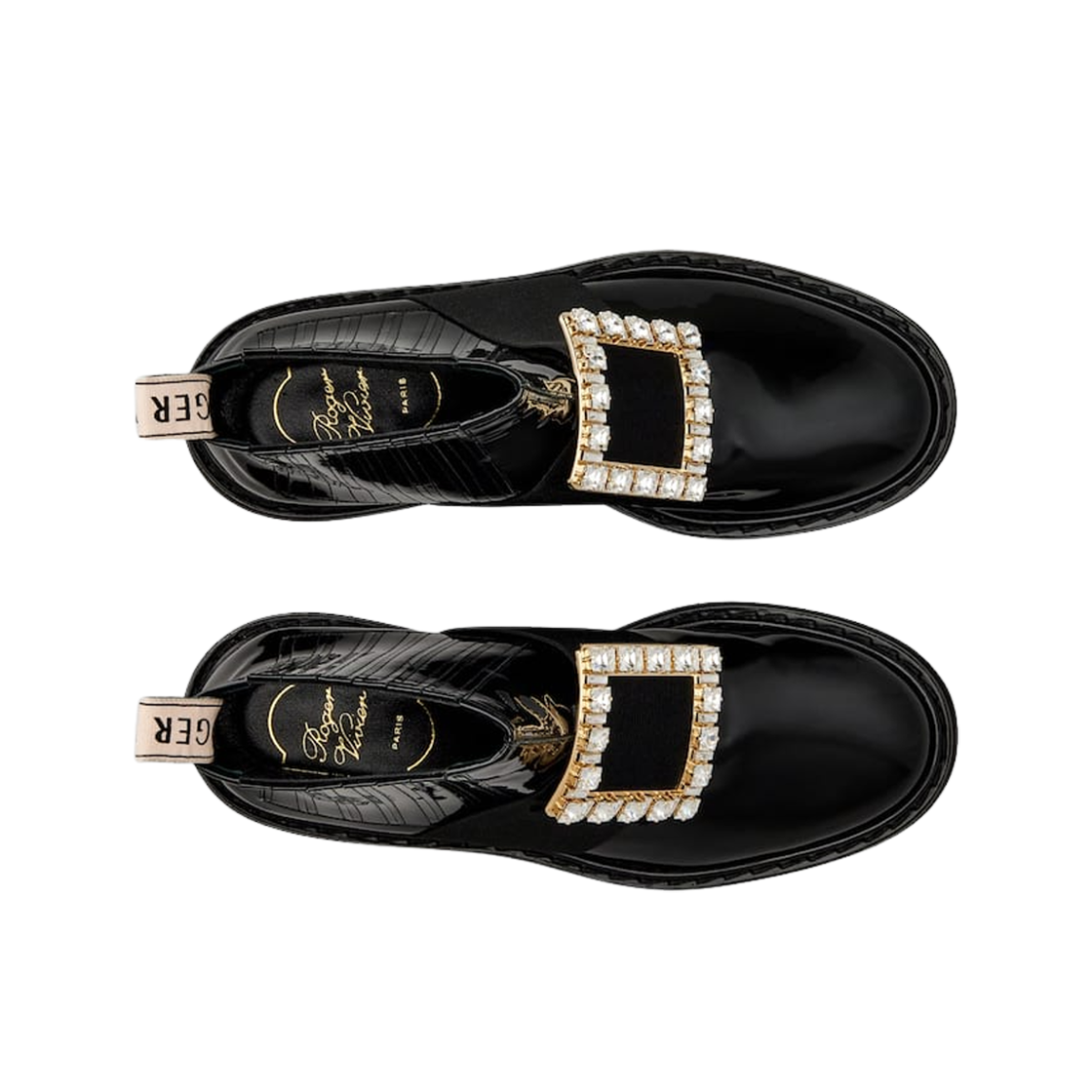 (W) 로저 비비에 비브 레인저스 페이턴트 레더 첼시 부티 블랙((W) Roger Vivier Viv Rangers Chelsea Booties in Patent Leather Black) - 2