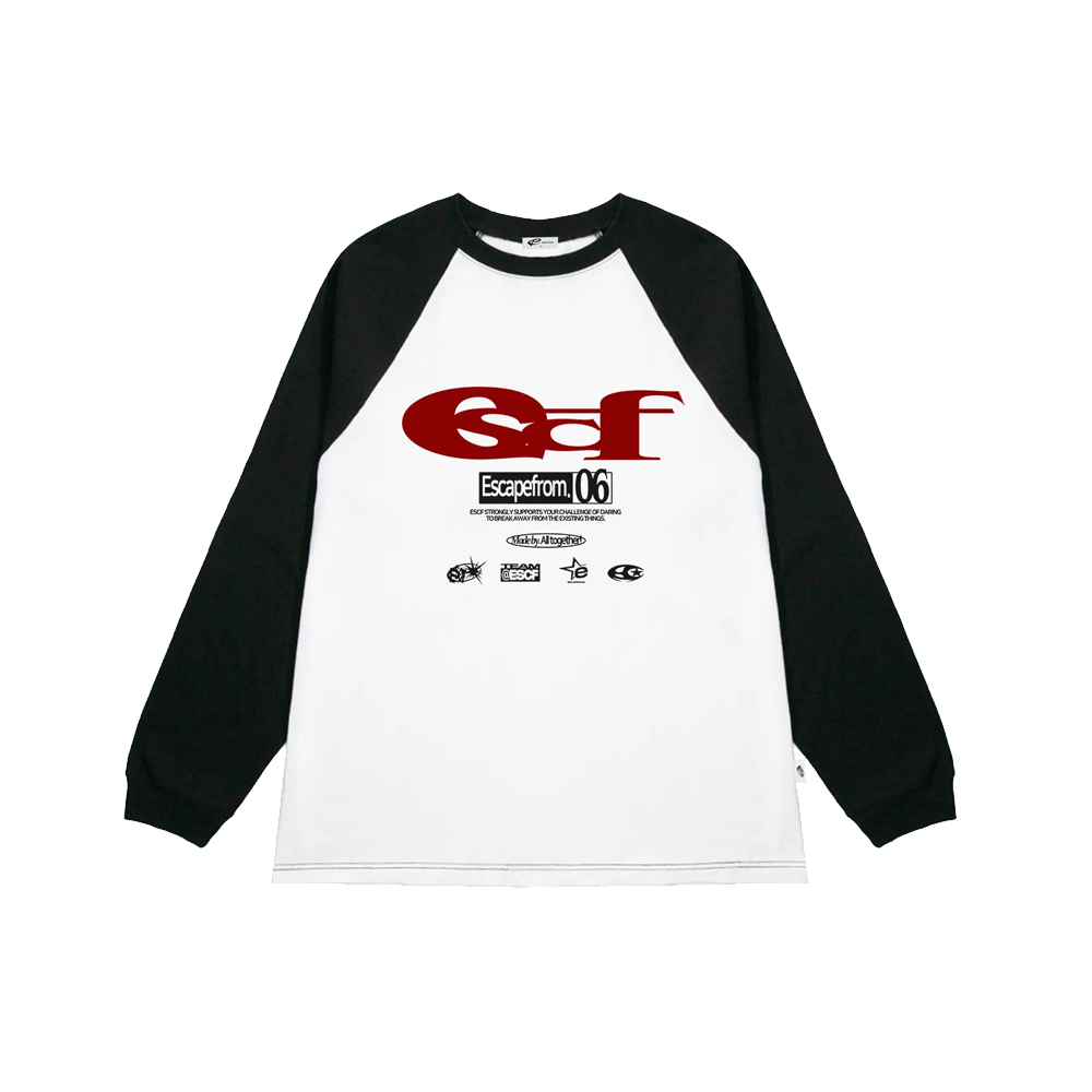 이스케이프프롬 레드 ESCF 로고 콜라주 프린트 롱슬리브 블랙(Escapefrom Red ESCF Logo Collage Print Long Sleeve Black) - 1
