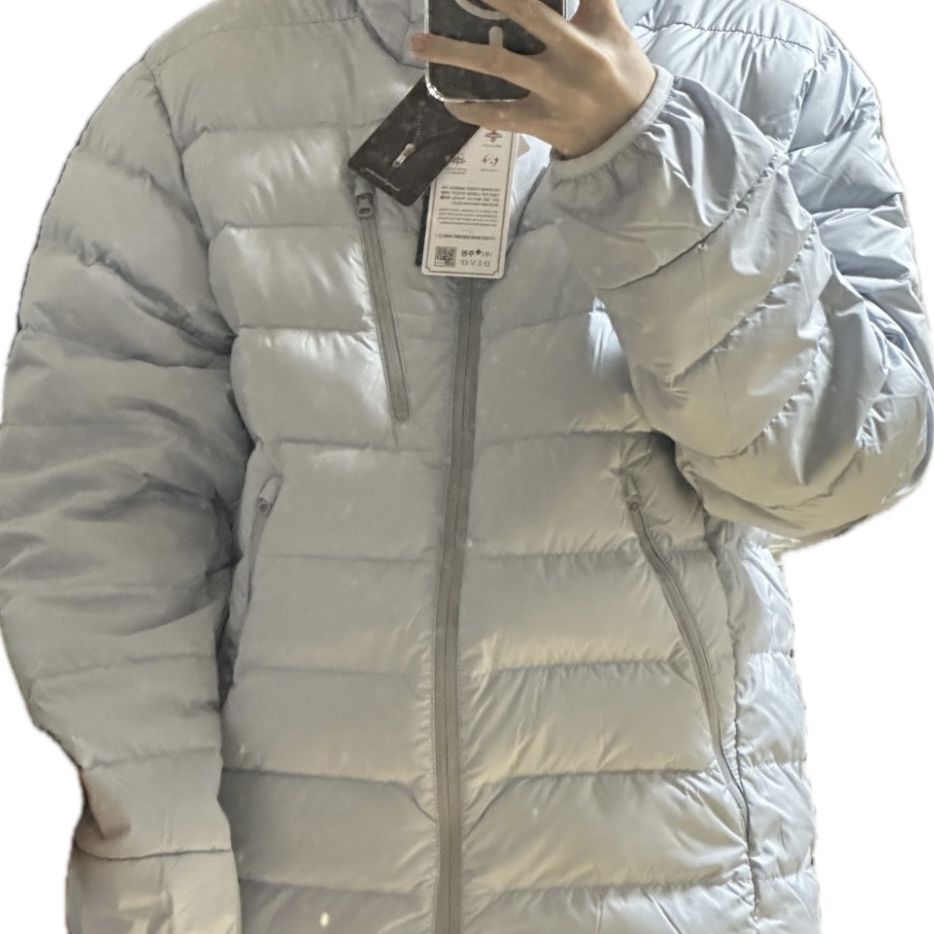 Musinsa Standard City Leisure Hooded Light Down Jacket Cloudy Blue 착용 스타일