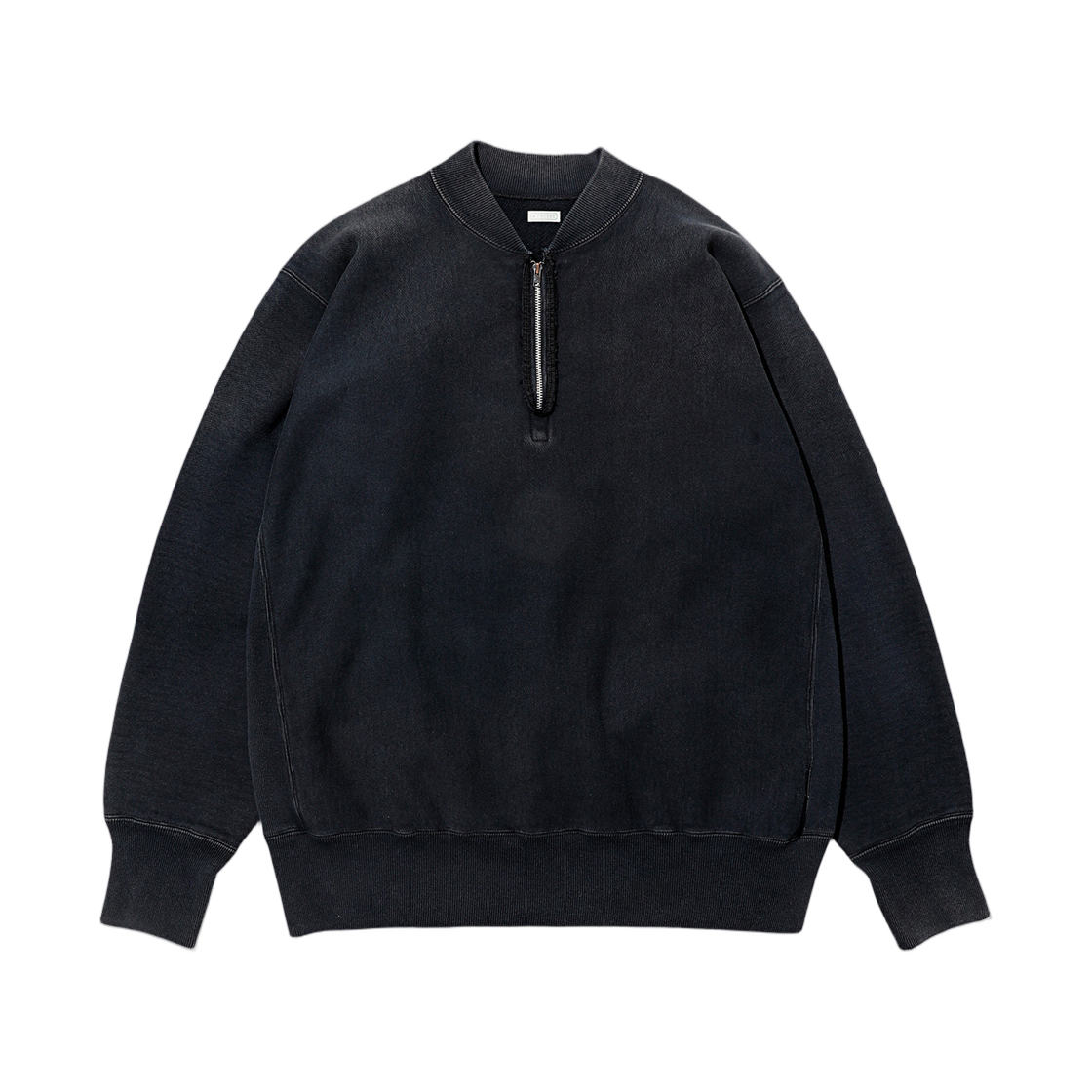 아프레쎄 빈티지 하프 집 립 칼라 스웨트셔츠 블랙 - 25FW(A.Presse Vintage Half Zip Rib Collar Sweatshirt Black - 25FW) - 1