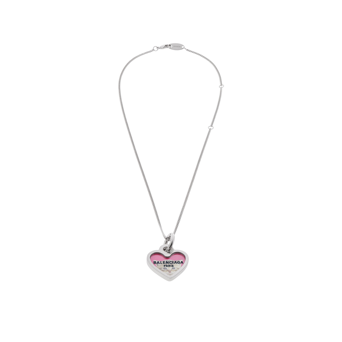830591TZCPS5096 (W) Balenciaga Darling Necklace Silver Fushia