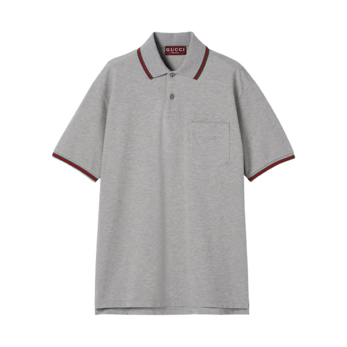 구찌 자수 코튼 피케 폴로 셔츠 그레이 멜란지(Gucci Embroidery Cotton Piquet Polo Shirt Grey Melange)