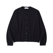 Knitted Basic Essential Crop Round Cardigan Black