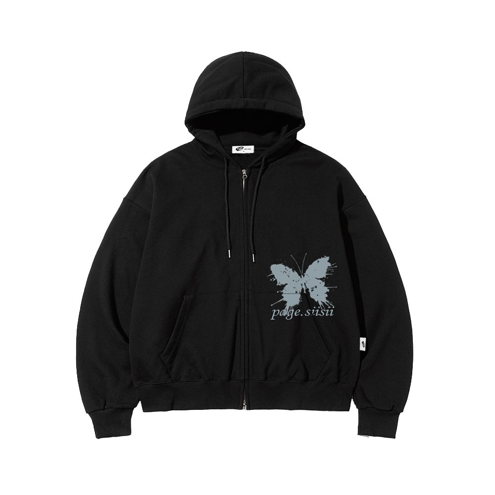 페이지시시 섀도우 버터플라이 프린트 투웨이 후드집업 블랙(pagesiisii Shadow Butterfly Print Two Way Hooded Zip-Up Black) - 1