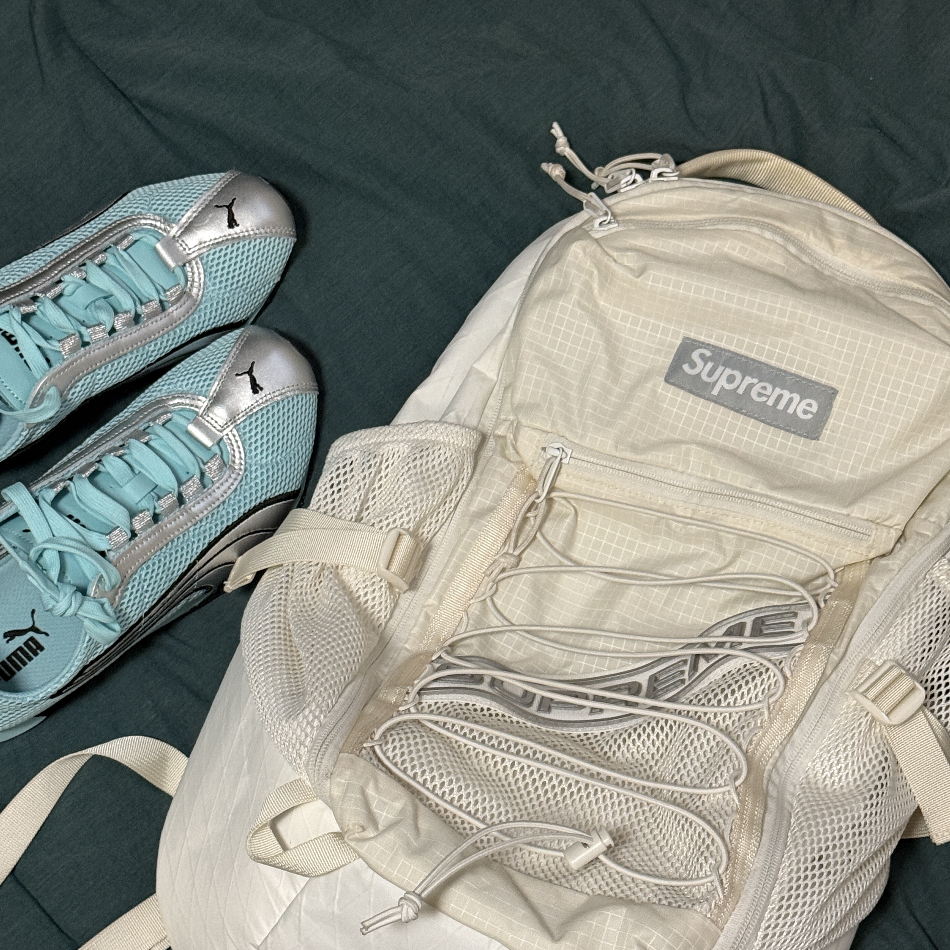 Puma H-street OG Safe Lake Silver, Supreme Backpack White - 23FW 착용 스타일