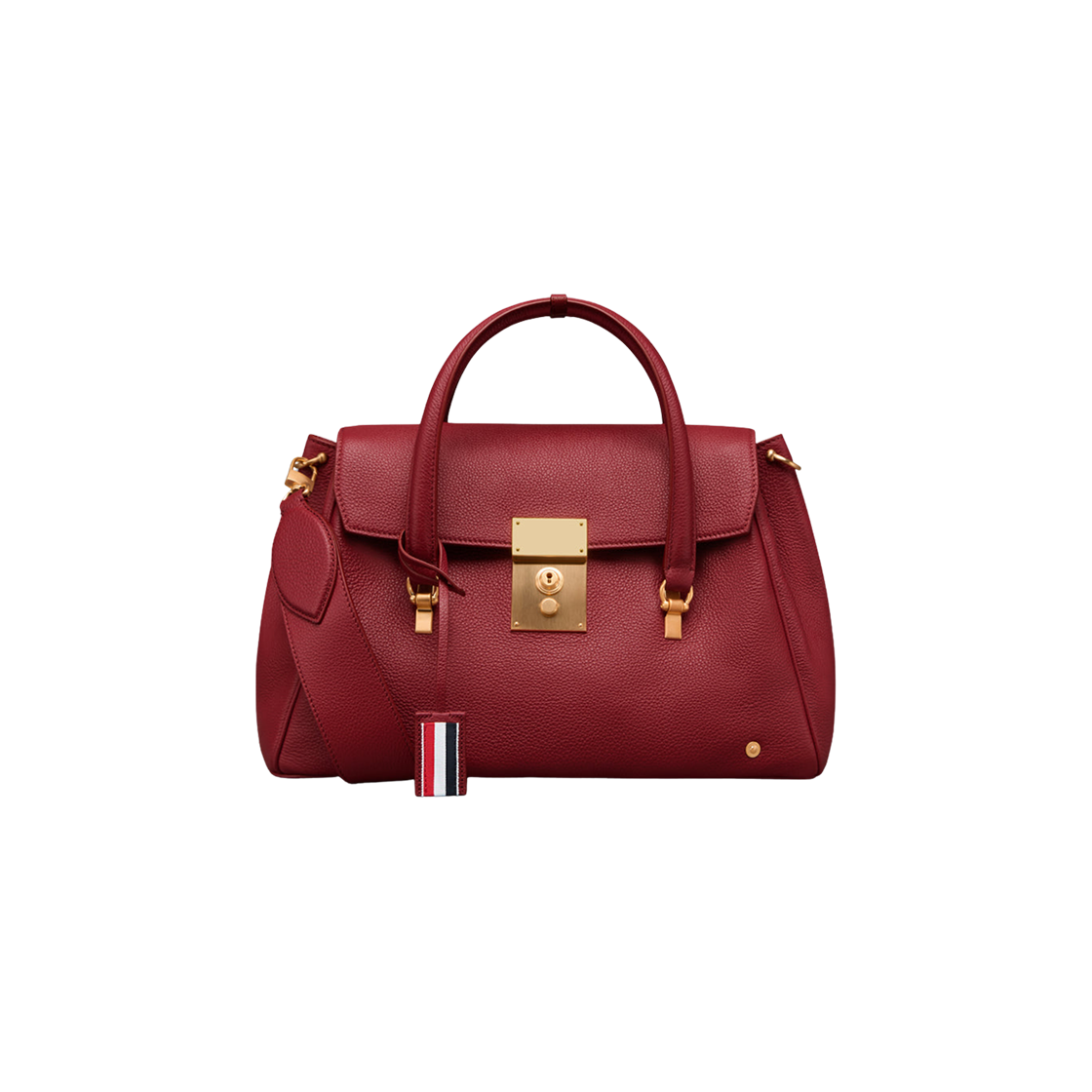 FAP483A-L0105-614 Thom Browne Soft Pebble Grain Bolton Bag Burgundy