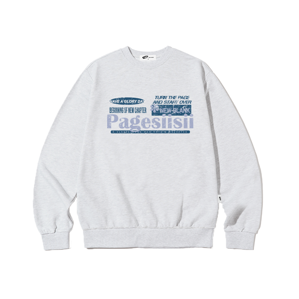 P242SW017WM pagesiisii Vintage Blank Print Sweatshirts White Melange