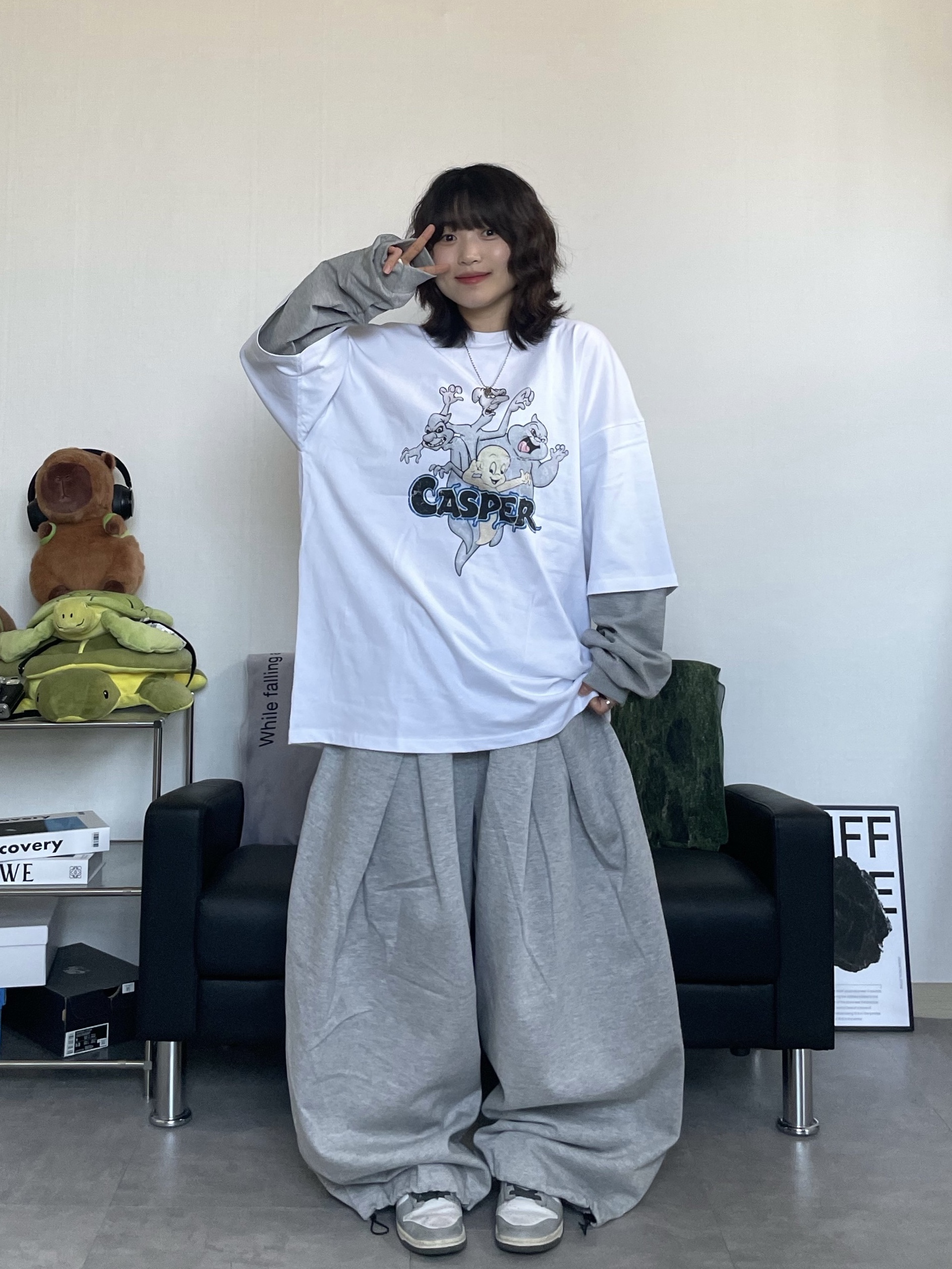 (W) Nike Dunk Low Light Smoke Grey 착용 스타일 - 3