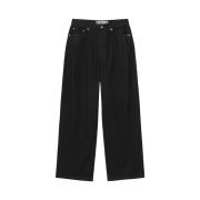 SATUR Wide Curved Denim Pants Black