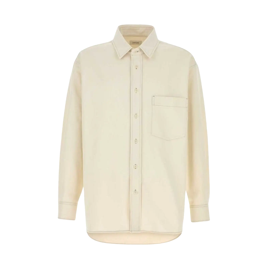 OV1019-LF1365-014 Lemaire Heavy Cotton Drill Big Shirt Creamy White