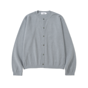 Knitted Basic Essential Crop Round Cardigan Melange Grey