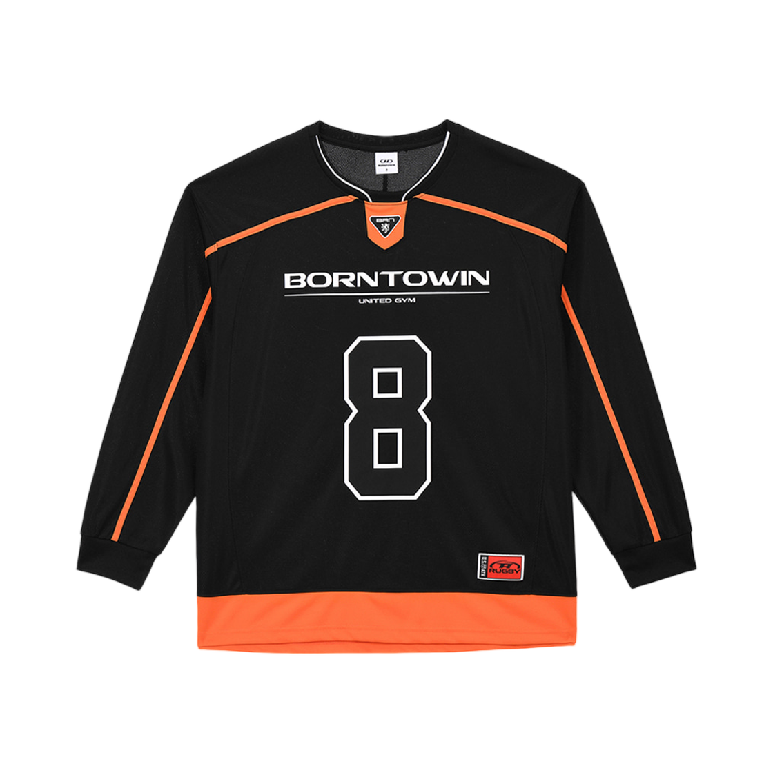 본투윈 라인 테이핑 럭비 롱슬리브 블랙