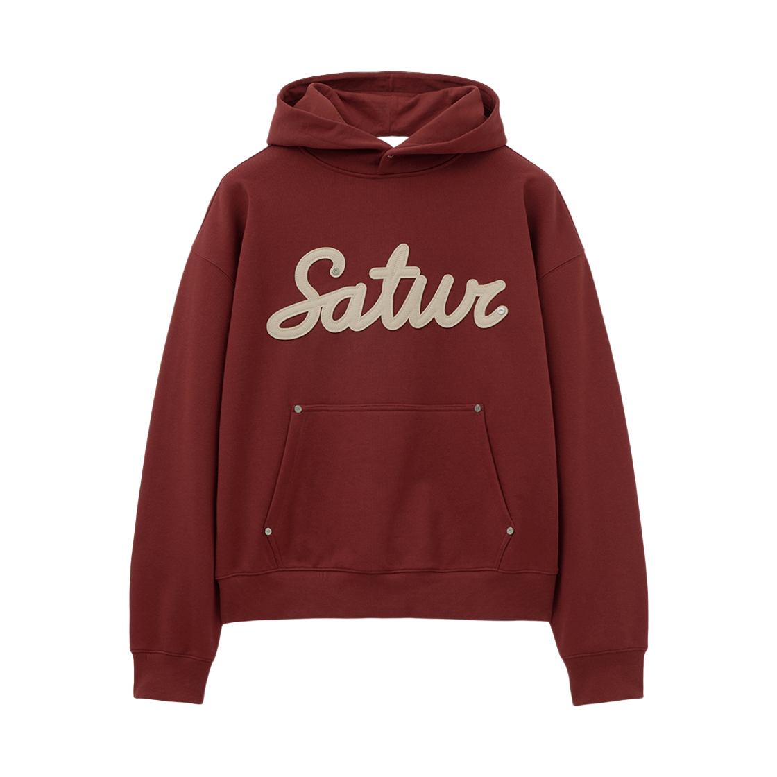 세터 루고 아플리케 리벳 후드 버건디(SATUR Lugo Applique Rivet Hoodie Burgundy)