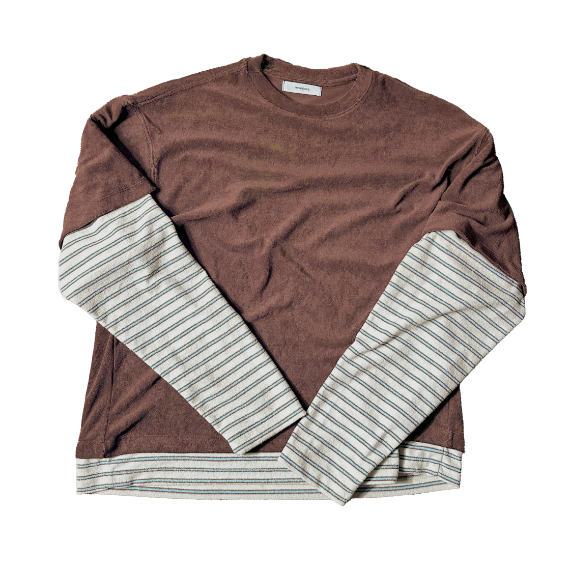 논노드 테리 레이어드 티셔츠 브라운(Nonnod Terry Layered T-shirts Brown)