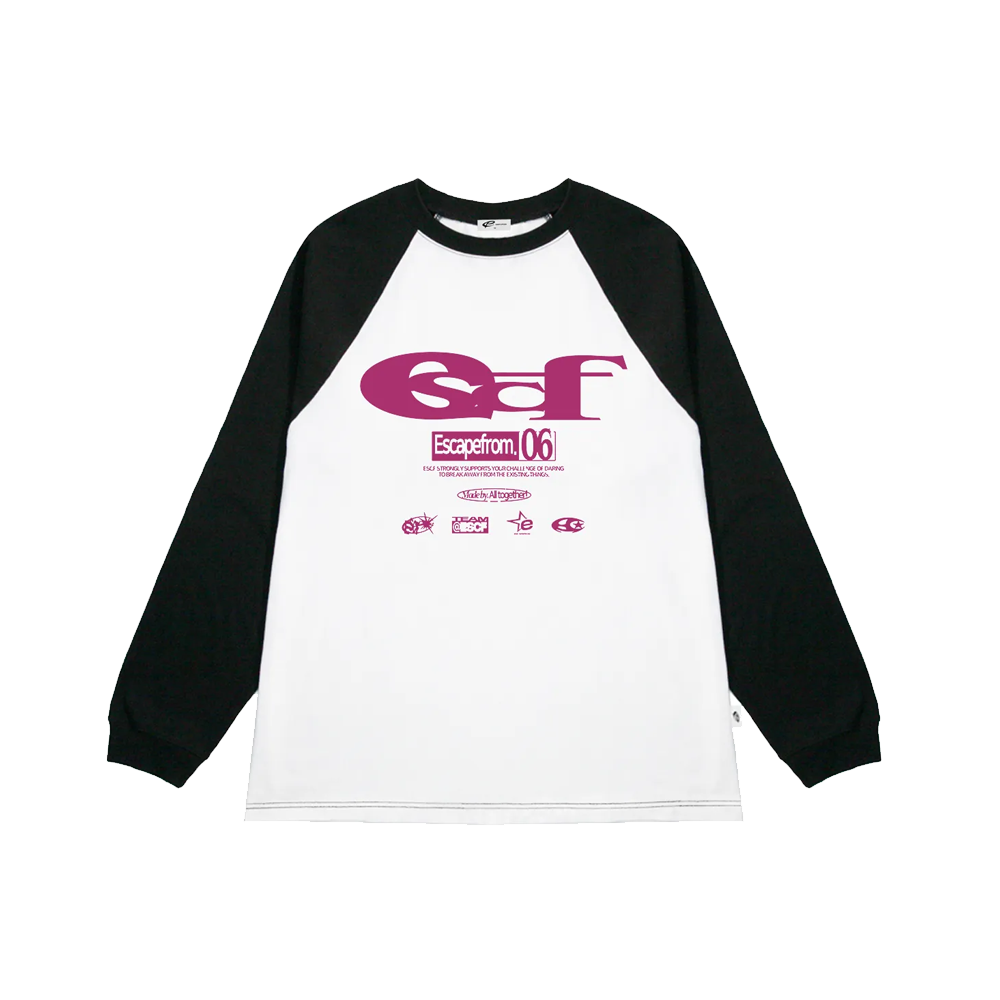 E242LS054BK Escapefrom Pink ESCF Logo Collage Print Long Sleeve Black