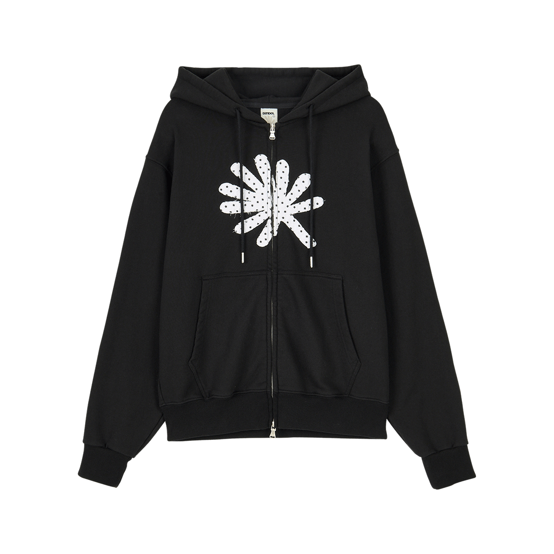 DD25FLOT-005 DANDEL Symbol Applique Hoodie Zip-Up Black