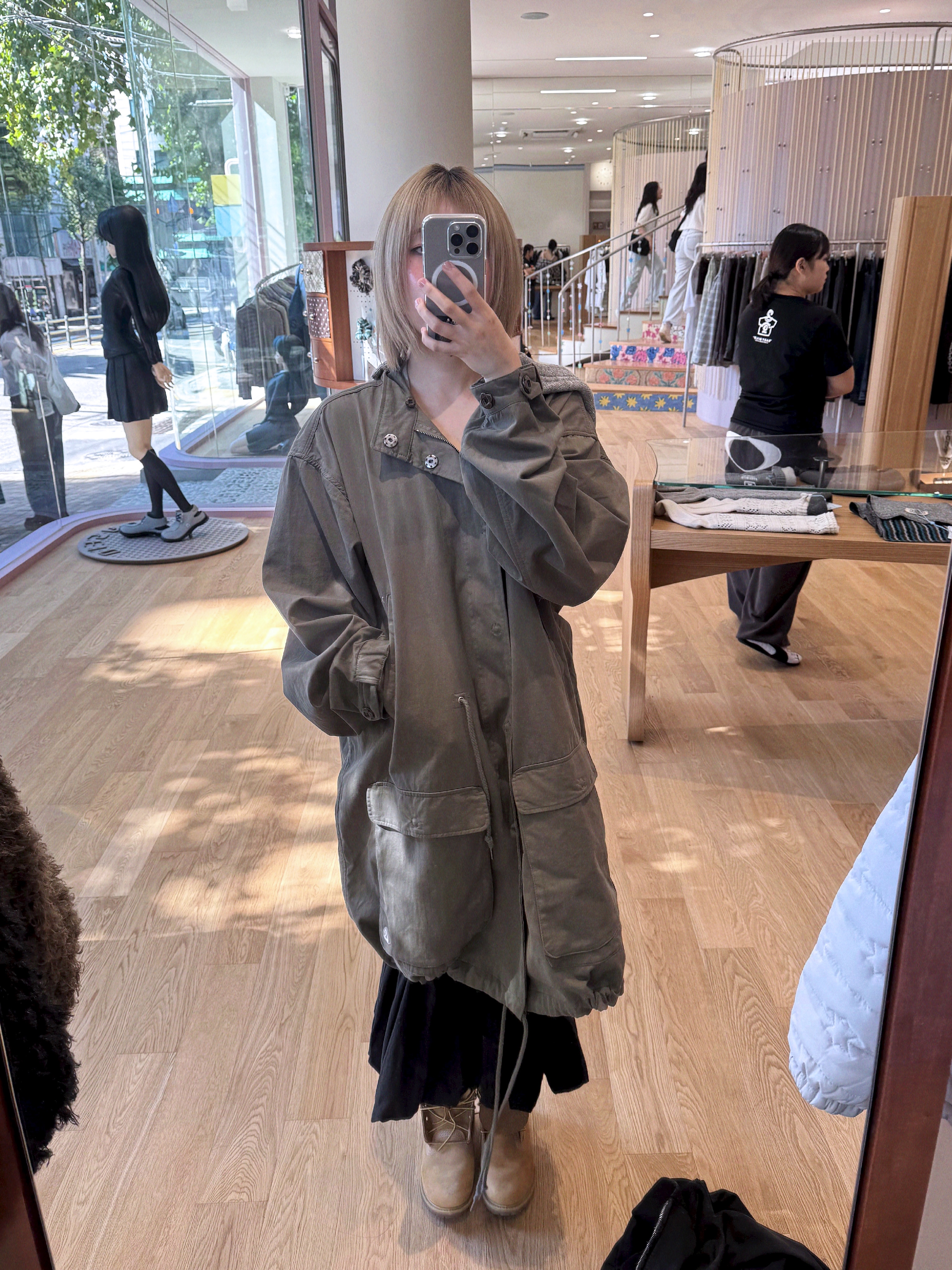 COYSEIO Washed Military Jacket Mud Khaki, Timberland Premium 6 inch Waterproof Boot Wheat Nubuck - Wide 착용 스타일