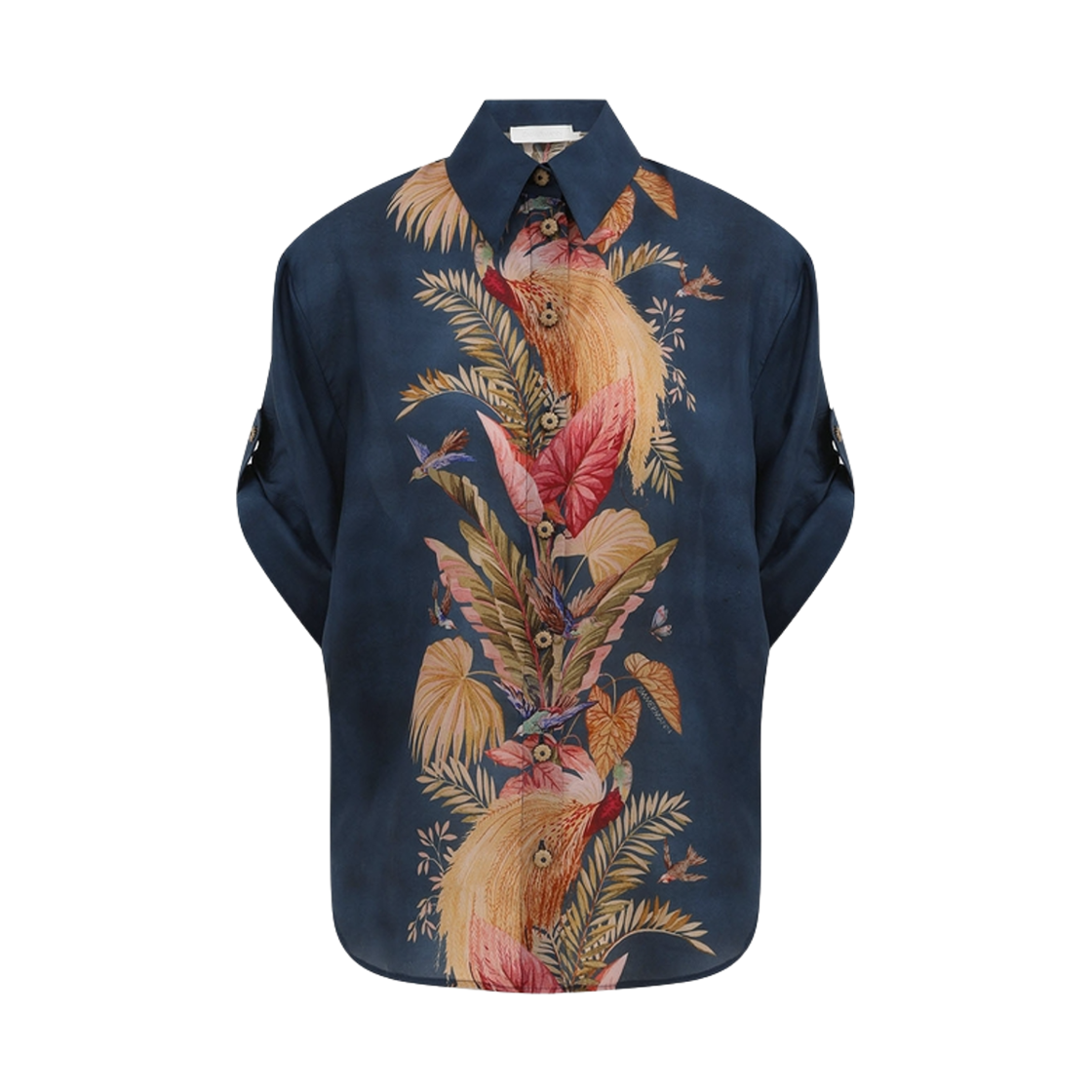 3573TSS253 (W) Zimmermann Ascension Relaxed Shirt Dark Blue Palm Floral