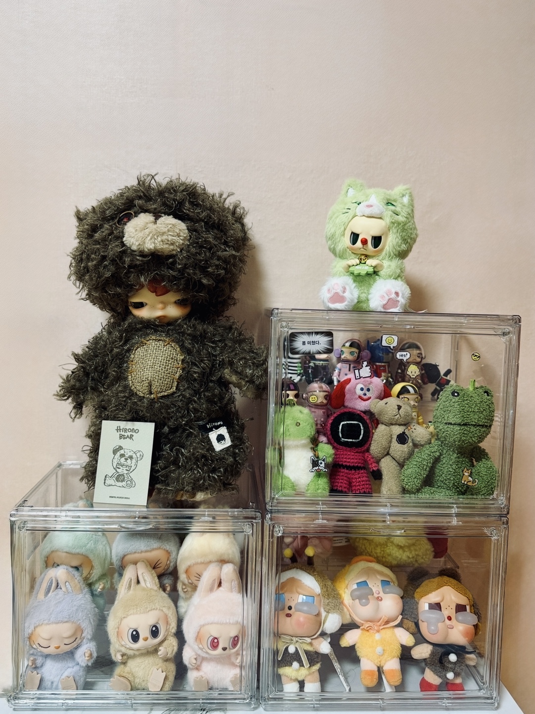Pop Mart Hirono Bear Vinyl Plush Doll, Pop Mart Labubu Let's Play Together Doll Series Sealed Case (6 Blind Boxes) 착용 스타일 - 3