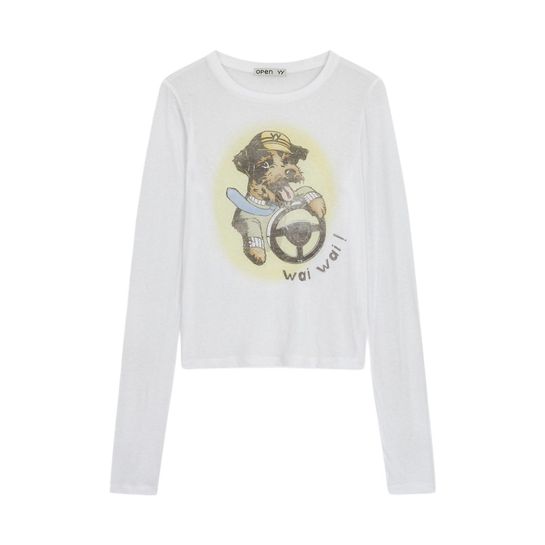 오픈 Yy 펫 클럽 시어 롱슬리브 티셔츠 화이트(Open Yy Pet Club Sheer Long Sleeve T-Shirt White)