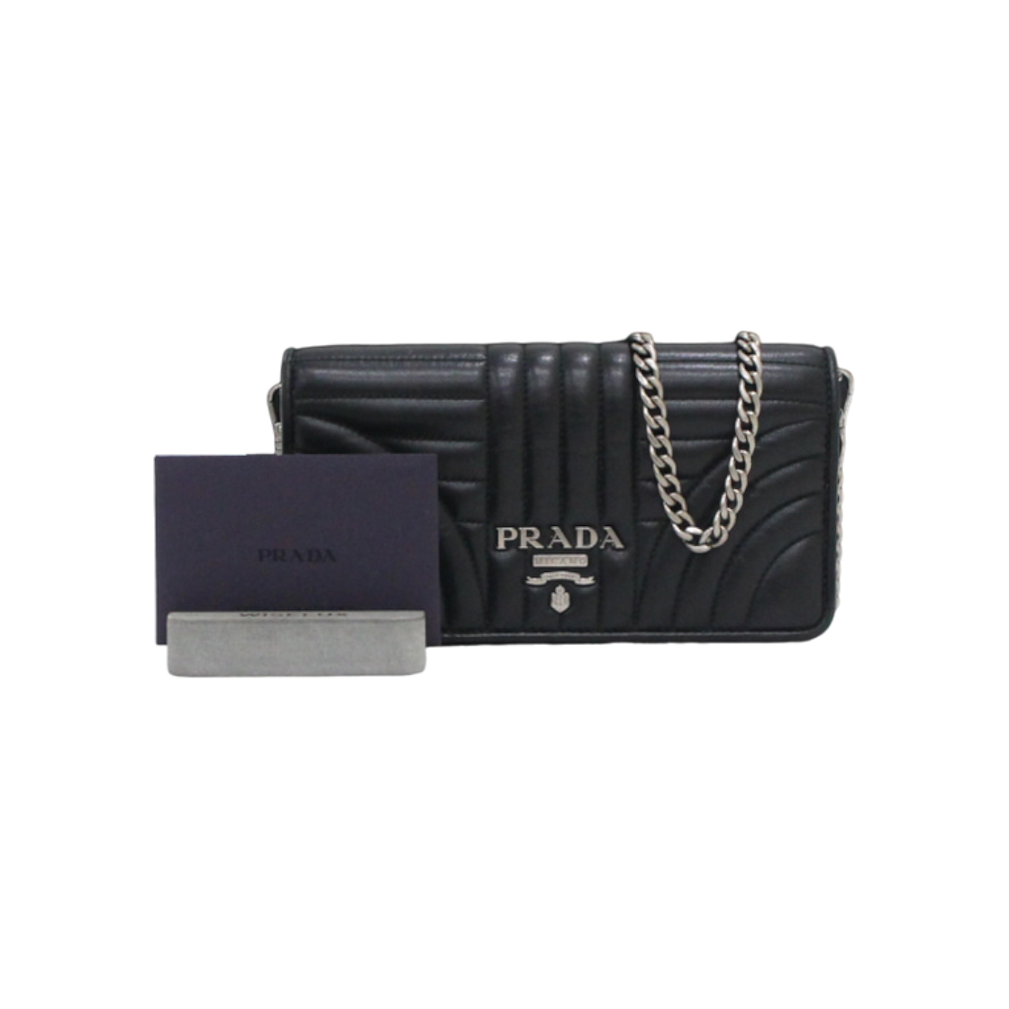 ITOEURI32RND Prada Diagram Mini Silver Chain Crossbody Bag