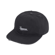Supreme Distressed Script 6-Panel Black - 25FW