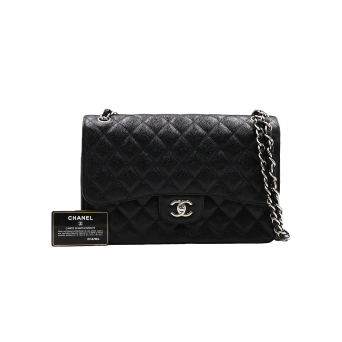 샤넬 A58600블랙 캐비어 클래식 라지(점보) 은장 체인 숄더백 aa51750(Chanel A58600 Black Caviar Classic Large(Jumbo) Chain Shoulder Bag AA51750) - 1