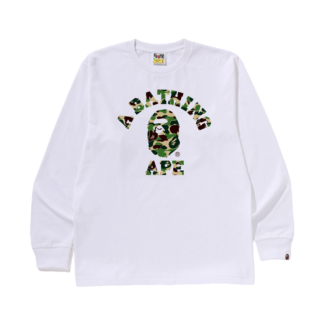 - BAPE ABC Camo College L/S T-Shirt White Green
