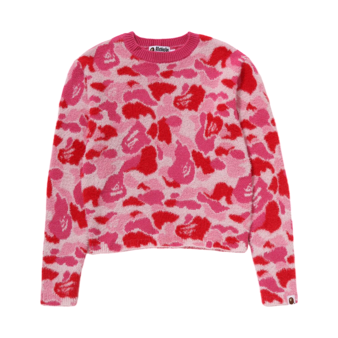 (W) 베이프 183 ABC 카모 쉐기 스웨터 핑크((W) BAPE 183 ABC Camo Shaggy Sweater Pink) - 1