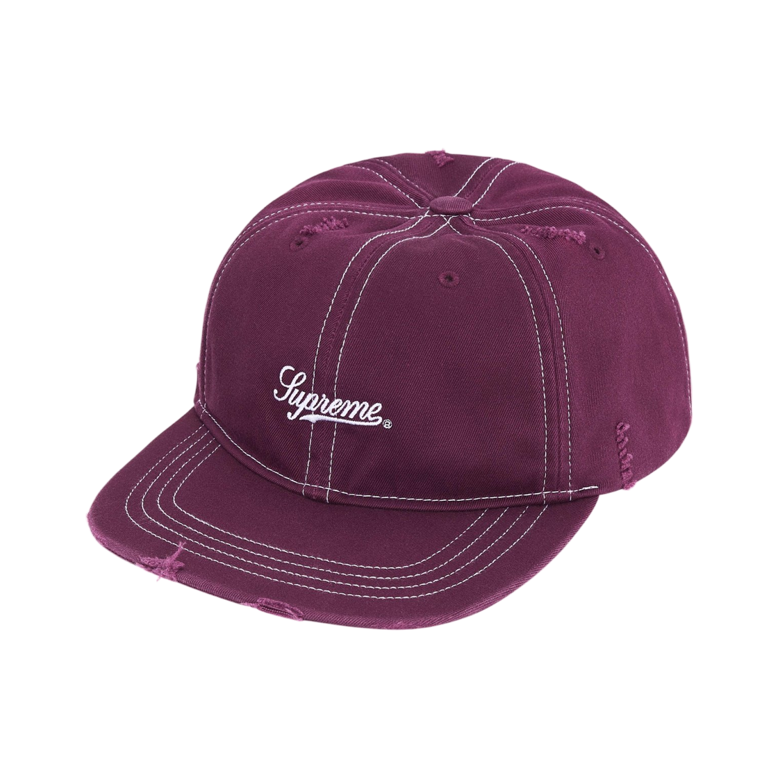 슈프림 디스트레스드 스크립트 6-패널 다크 퍼플 - 25FW(Supreme Distressed Script 6-Panel Dark Purple - 25FW) - 1