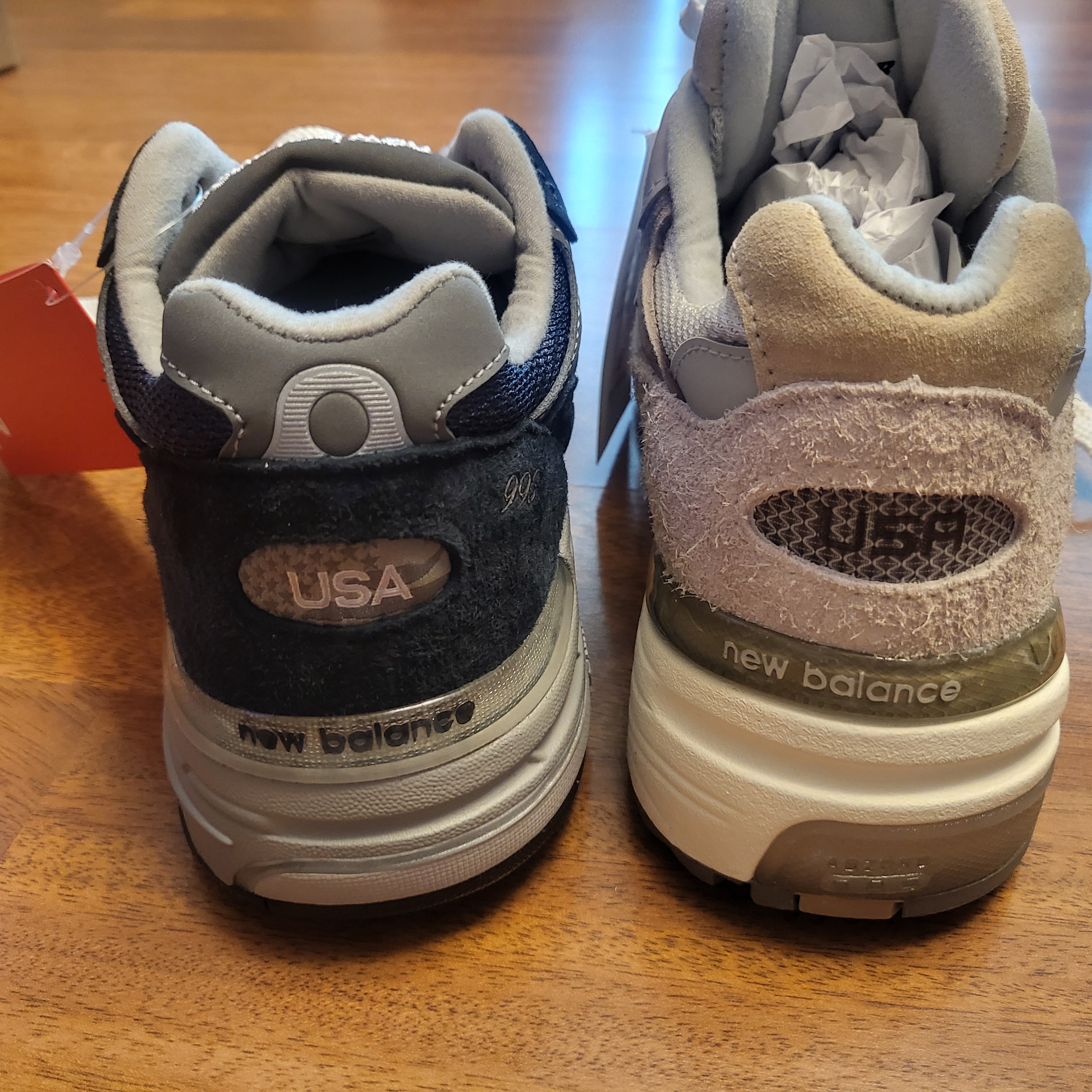 New Balance 992 Made in USA Moonrock Mushroom, New Balance 993 Made in USA Navy - D Standard 착용 스타일 - 4