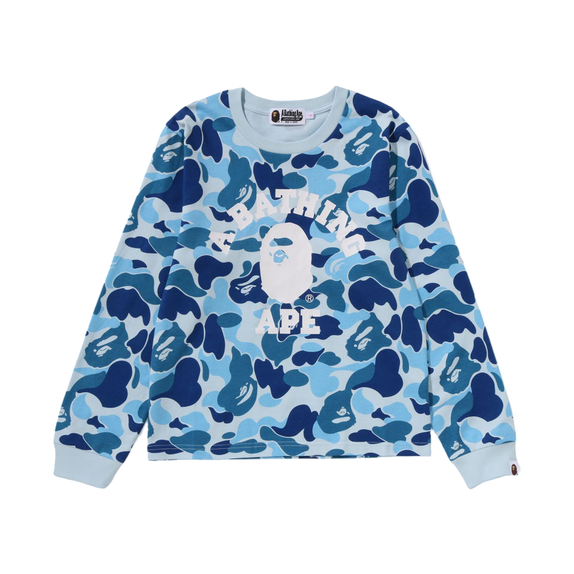 (W) 베이프 178 ABC 카모 컬리지 롱슬리브 티셔츠 블루((W) BAPE 178 ABC Camo College L/S T-Shirt Blue) - 1