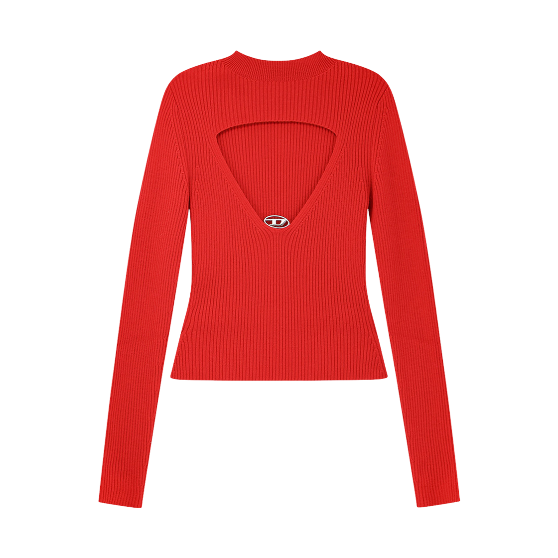 (W) 디젤 M-올리나 립드 울 점퍼 레드((W) Diesel M-Olina Ribbed Wool Jumper Red) - 1