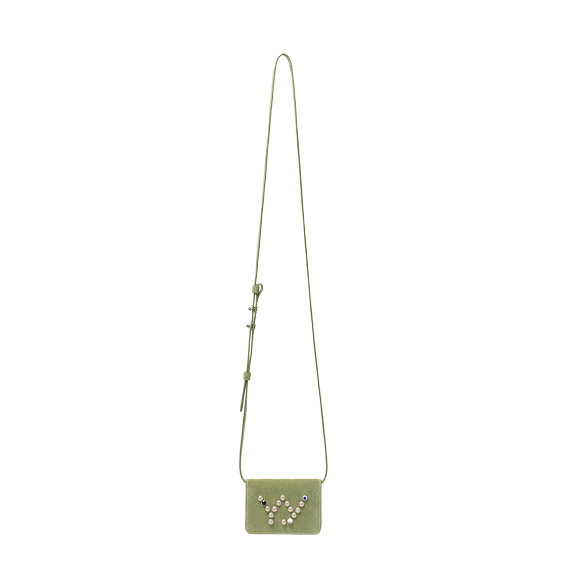 오픈 Yy 마이크로 스웨이드 스터드 월렛 백 올리브(Open Yy Micro Suede Stud Wallet Bag Olive)