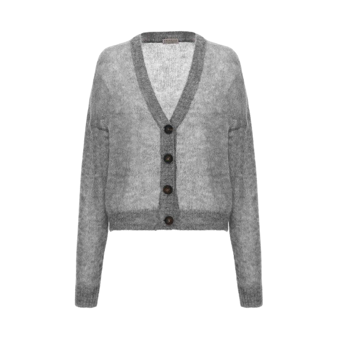 (W) 브루넬로 쿠치넬리 모헤어 크롭 가디건 그레이((W) Brunello Cucinelli Mohair Cropped Cardigan Grey) - 1