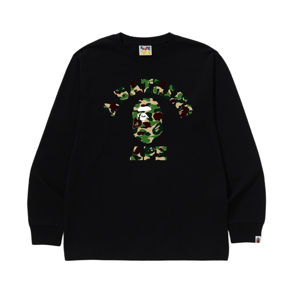 - BAPE ABC Camo College L/S T-Shirt Black Green