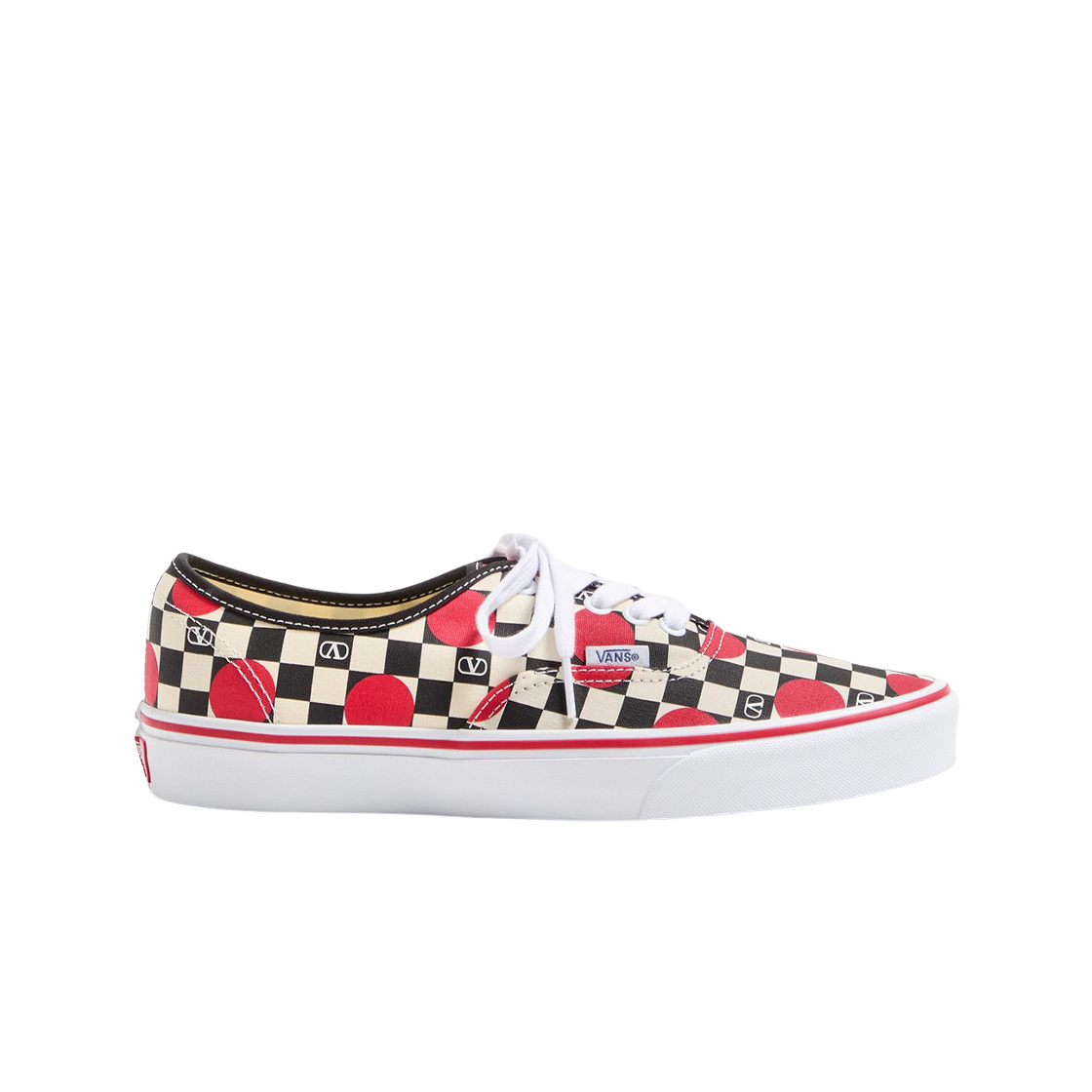 반스 x 발렌티노 브이로고 체커보드 폴카 도트 디테일 로우 탑 버터 블랙(Vans x Valentino Vlogo Checkerboard Polka Dots Detail Low Top Butter Black) - 1