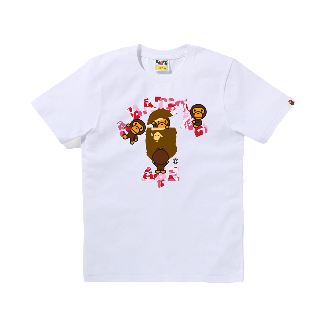 - (W) BAPE 177 ABC Camo College Milo T-Shirt White Pink