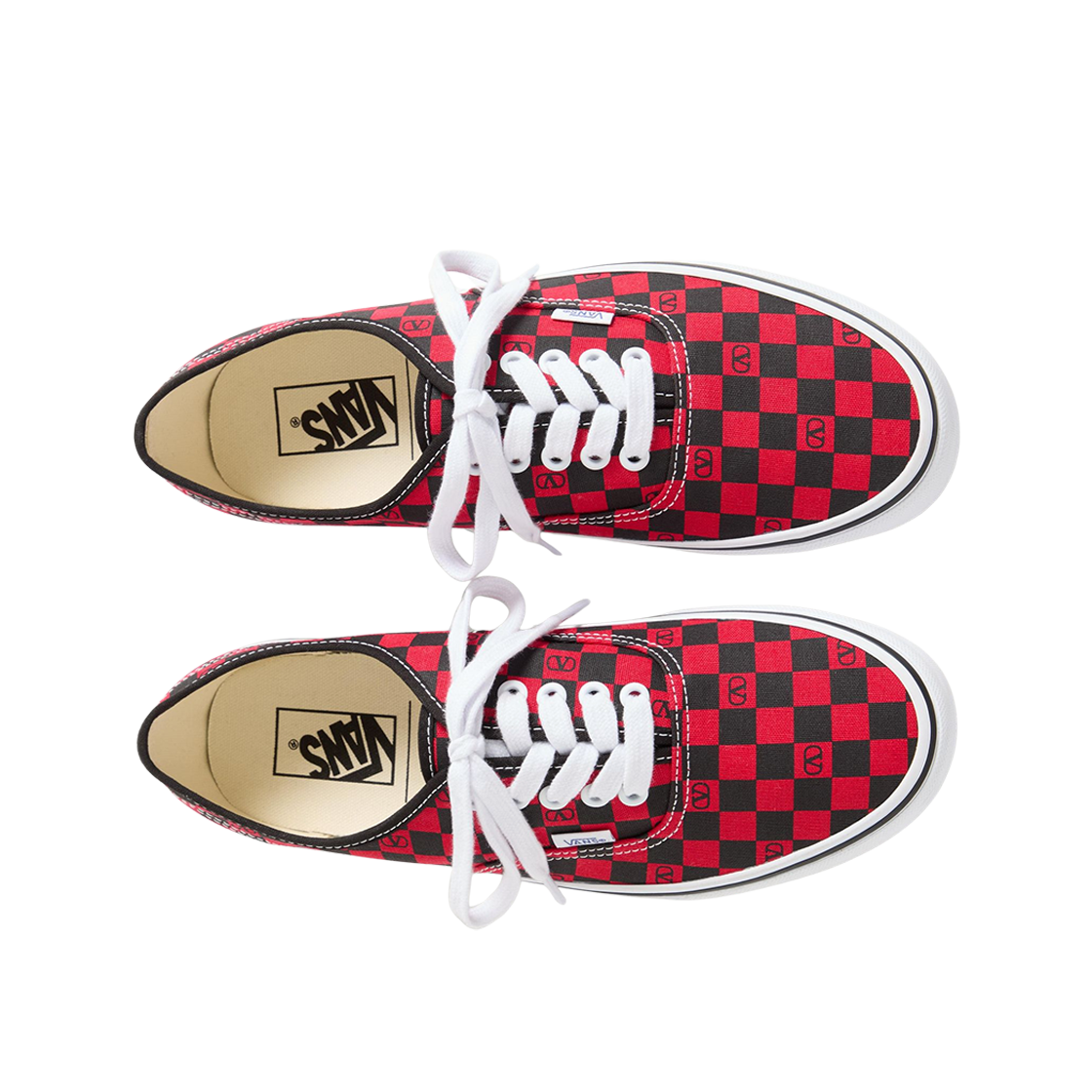 반스 x 발렌티노 브이로고 체커보드 패브릭 로우 탑 루즈 퓌르 블랙(Vans x Valentino Vlogo Checkerboard Fabric Low Top Rouge Pur Black) - 2