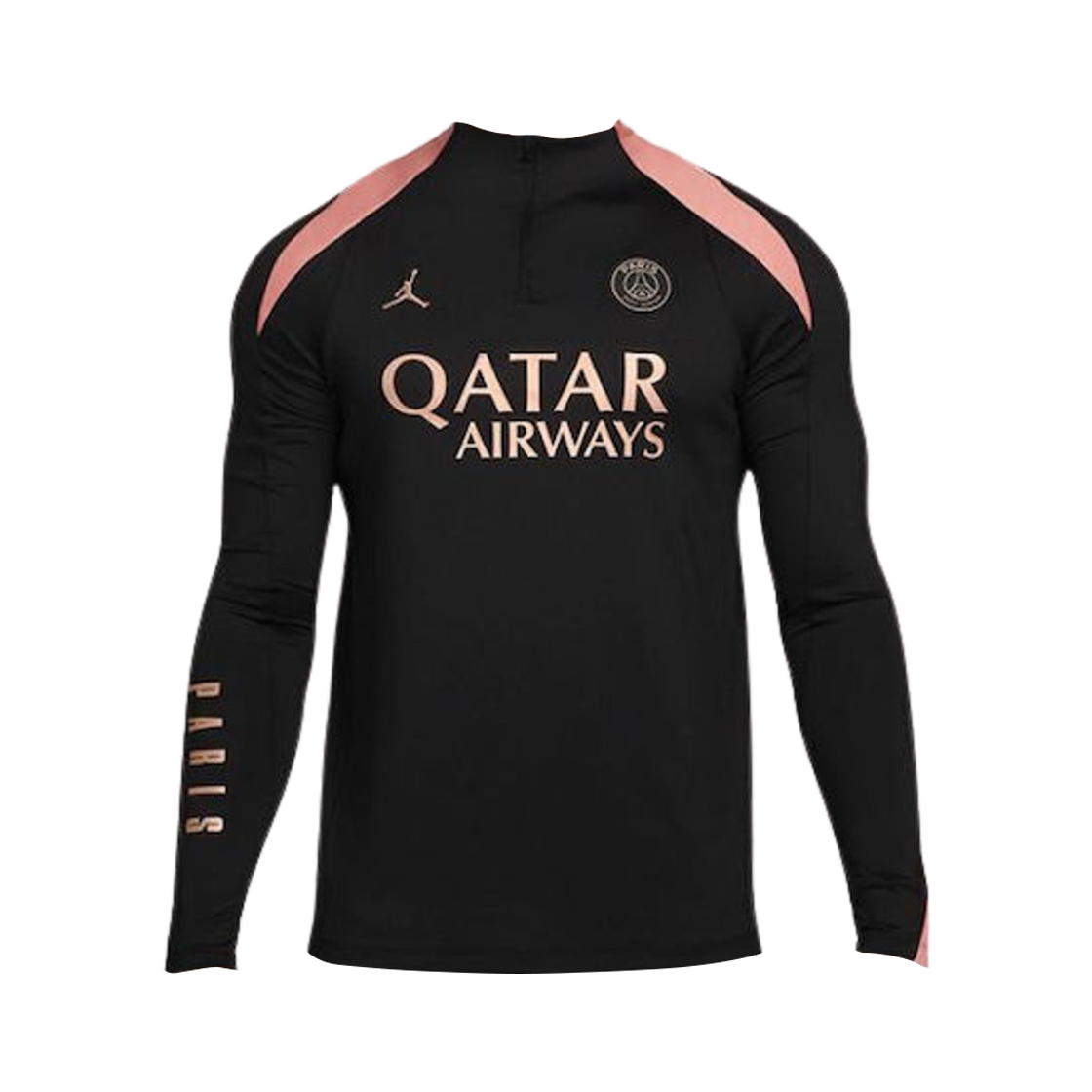 조던 x 파리 생제르맹 드라이핏 스트라이크 써드 사커 드릴 탑 블랙 러스트 핑크 (논 마킹 버전)(Jordan x Paris Saint-Germain Dri-Fit Strike Third Soccer Drill Top Black Rust Pink (Non Marking Ver.)) - 1