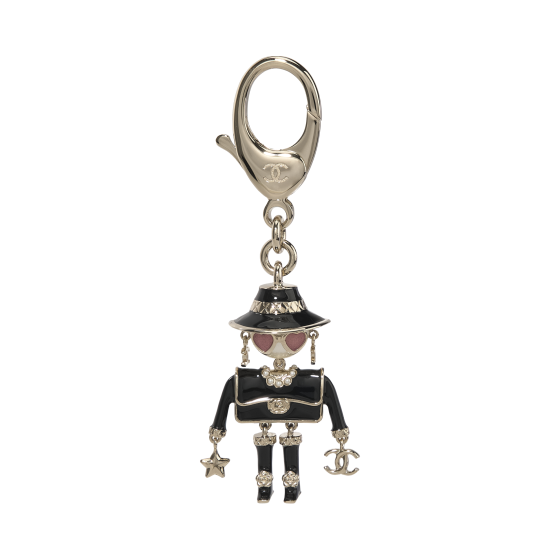 샤넬 키링 메탈 레진 글래스 펄 & 골드 블랙 핑크 펄리 화이트(Chanel Keyring Metal Resin Glass Pearls & Gold Black Pink Pearly White)