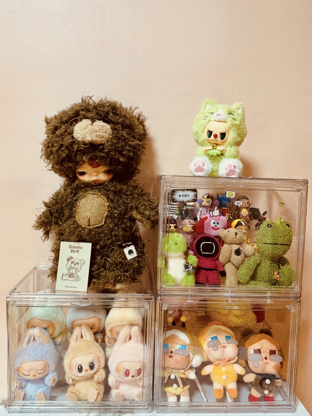 Pop Mart Hirono Bear Vinyl Plush Doll, Pop Mart Labubu Let's Play Together Doll Series Sealed Case (6 Blind Boxes) 착용 스타일 - 2