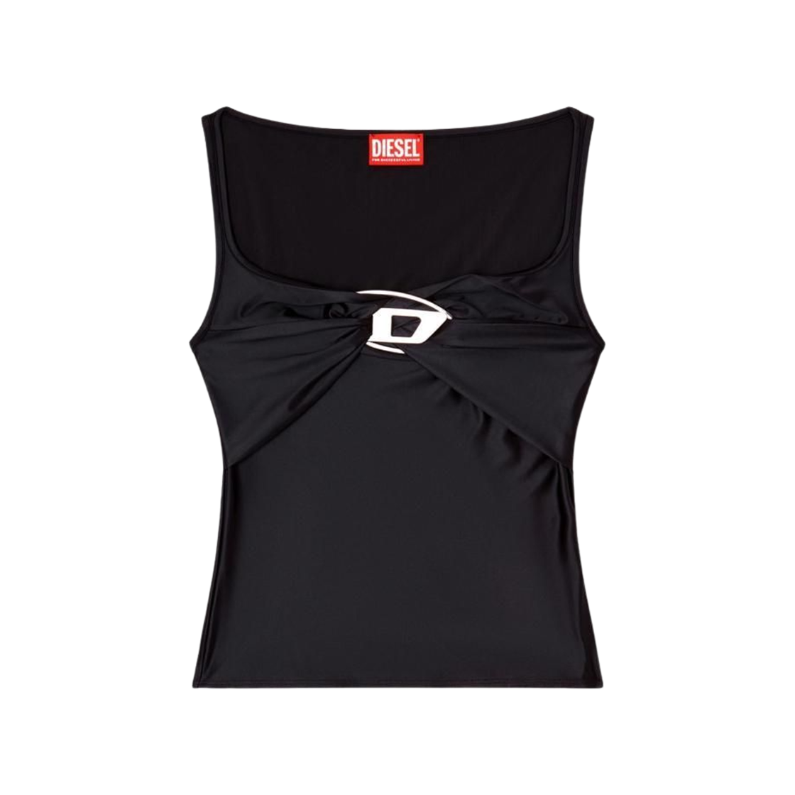 (W) 디젤 T-아마이 나일론 저지 탑 블랙((W) Diesel T-Amai Nylon Jersey Top Black)