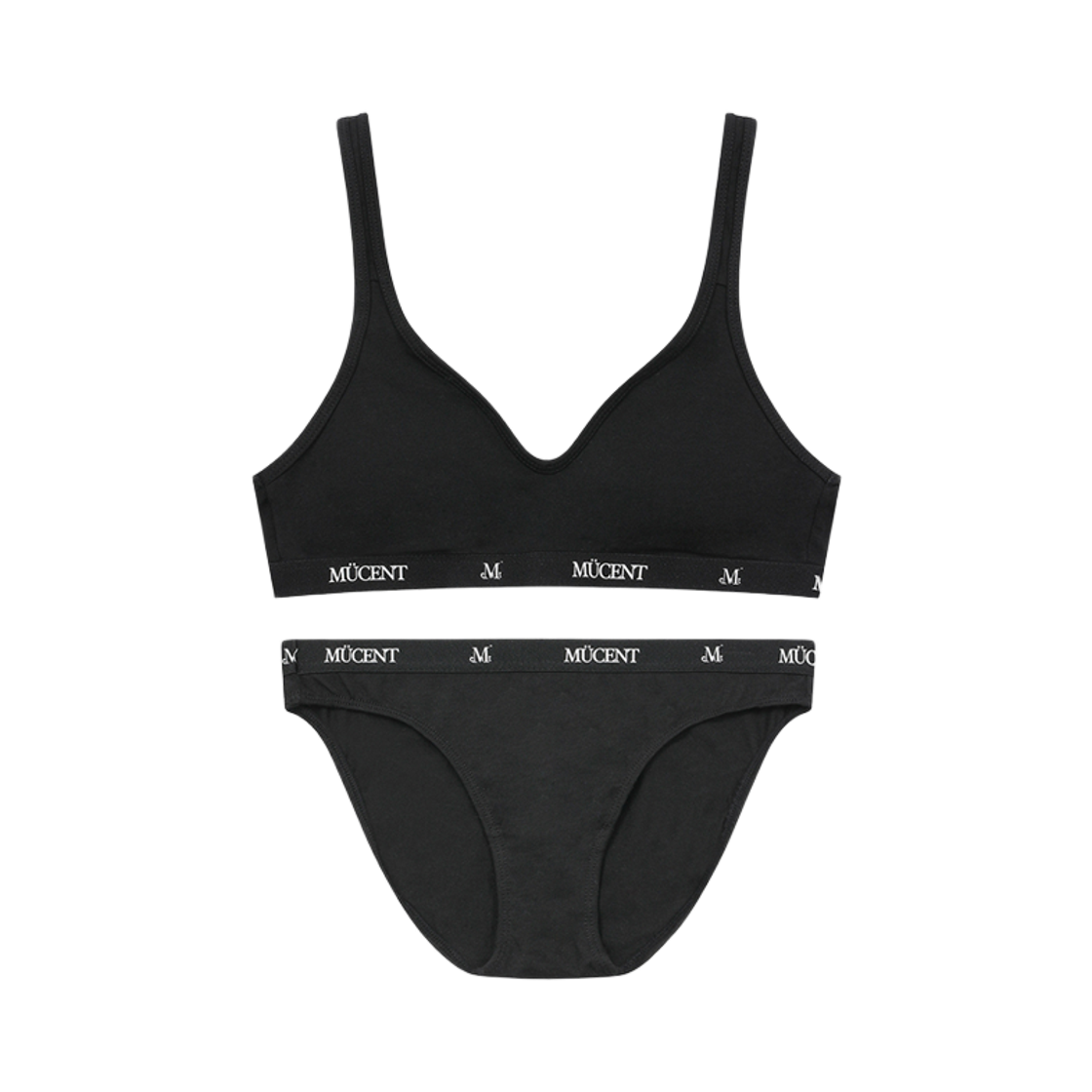 무센트 아우렌 아웃밴드 노와이어 브라렛 팬티 세트 블랙(MUCENT Auren No-Wire Out Band Bralette Panty Set Black)