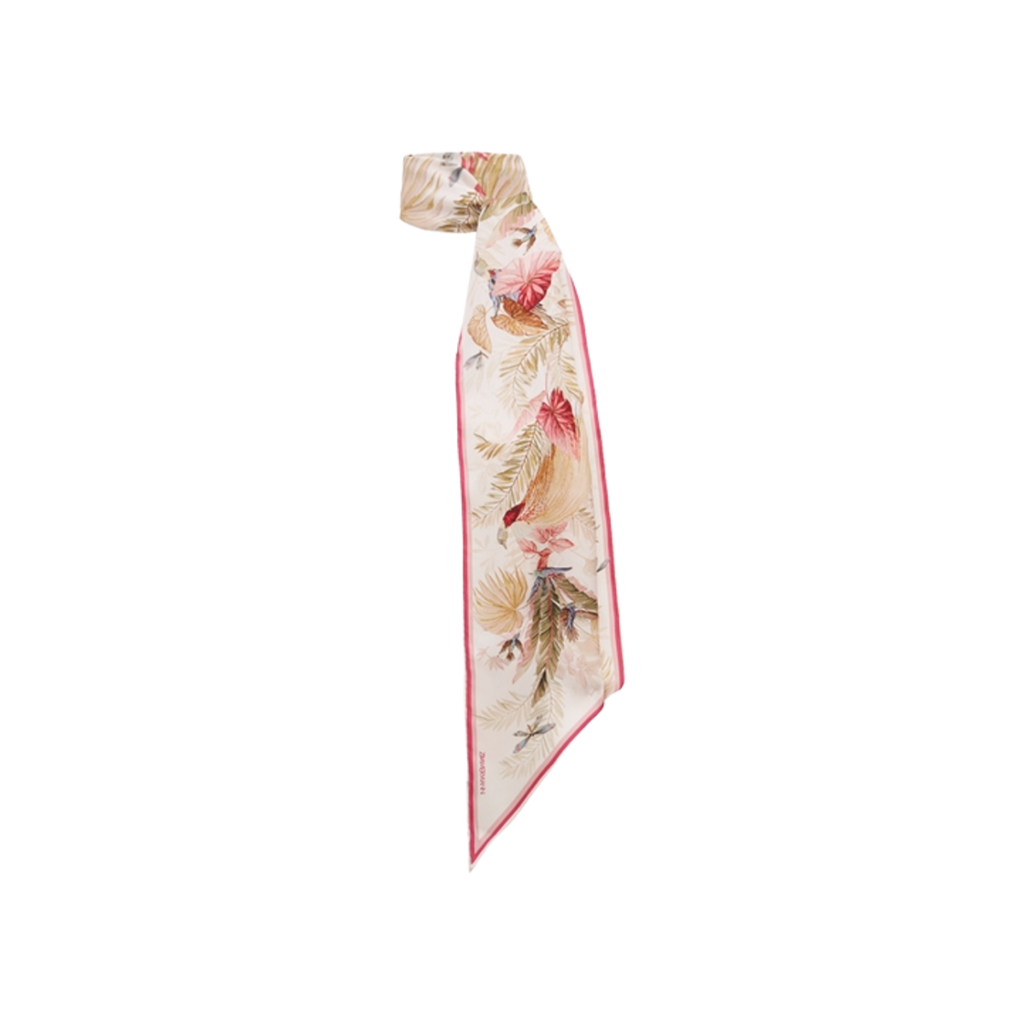 1055XS25A2 (W) Zimmermann Printed Silk Neck Scarf Cream Palm Floral