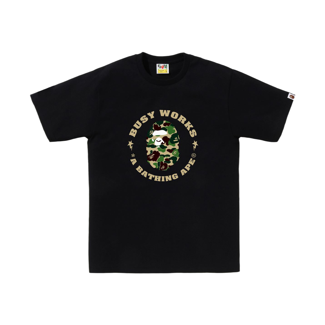베이프 114 ABC 카모 비지 웍스 스타 티셔츠 블랙 그린(BAPE 114 ABC Camo Busy Works Sta T-Shirt Black Green) - 1