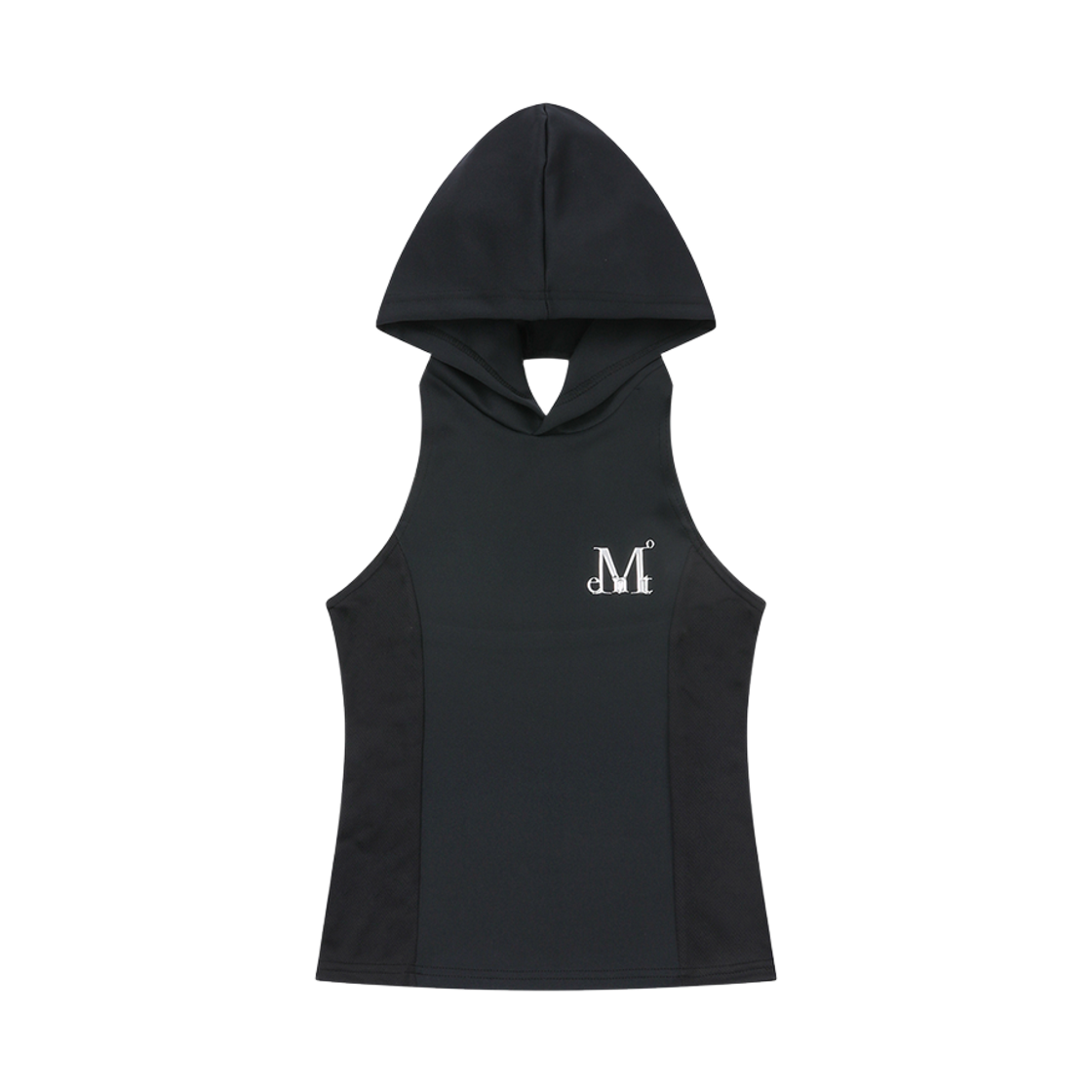 P0000BDF MUCENT Hawkins Metal Logo Hood Sleeveless Black